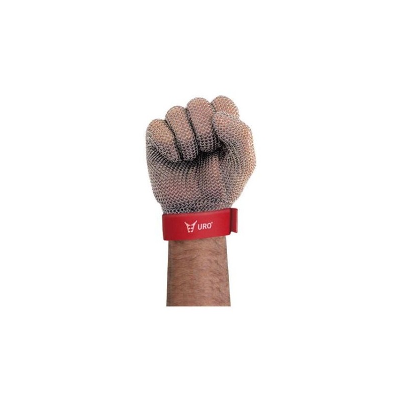 GUANTE MALLA INOX ROJO T-9