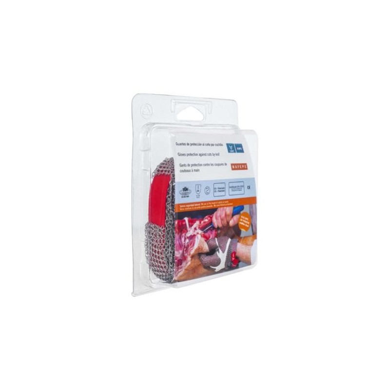 GUANTE MALLA INOX ROJO T-9
