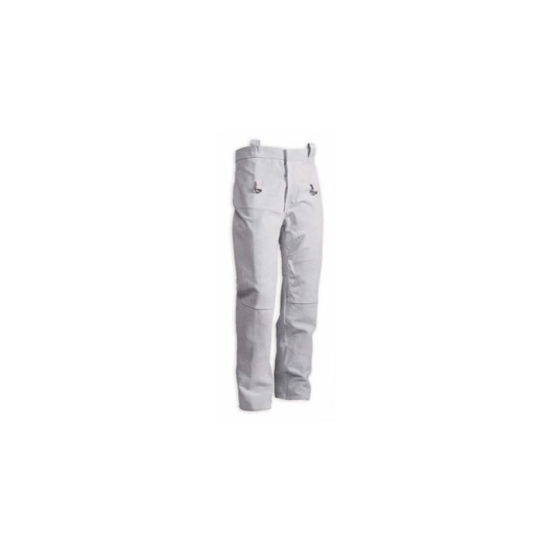 PANTALON SOLDADOR CUERO GRIS TALLA M .