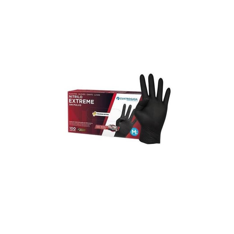 GUANTE NITRILO EXTREME NEGRO CAJA DE 100 UNIDADES