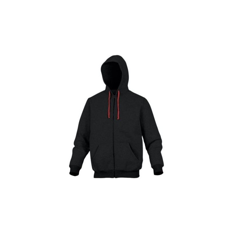 SUDADERA CON CREMALLERA Y CAPUCHA TALLA 2XL NEGRO ROJO . .