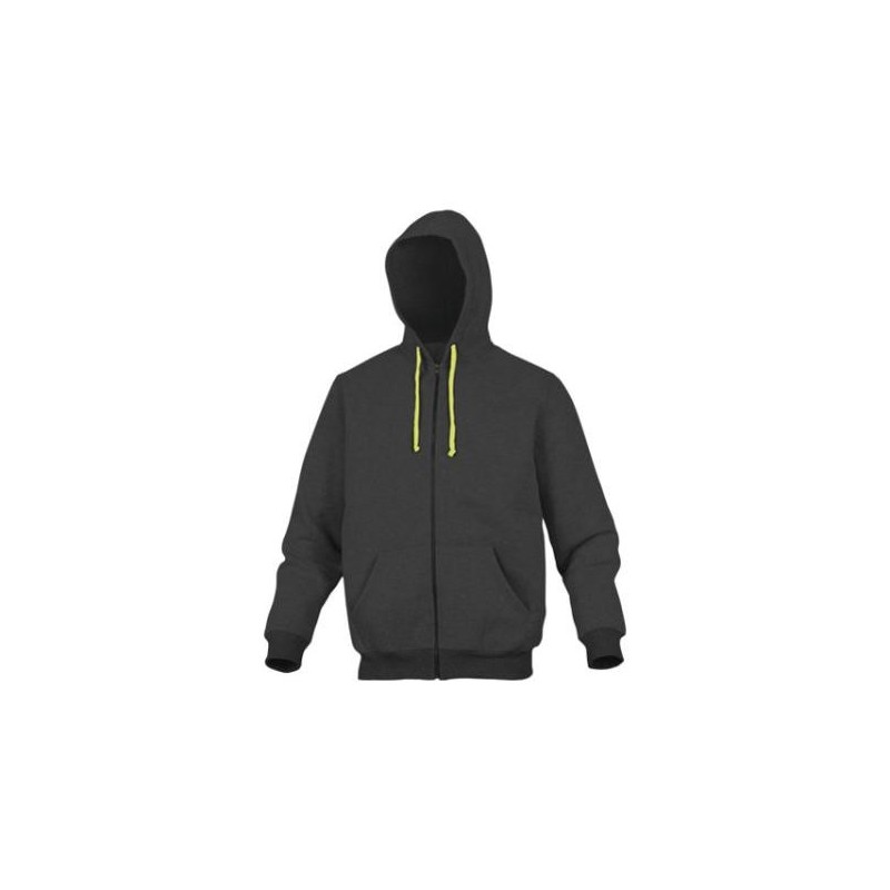 SUDADERA CON CREMALLERA Y CAPUCHA TALLA 2XL GRIS AMARILLO . .