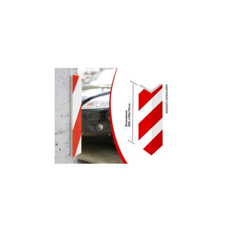 PARACHOQUE CANTONERA ESPUMA ADHESIVO 365 X 150 X 15MM BLANCO ROJO