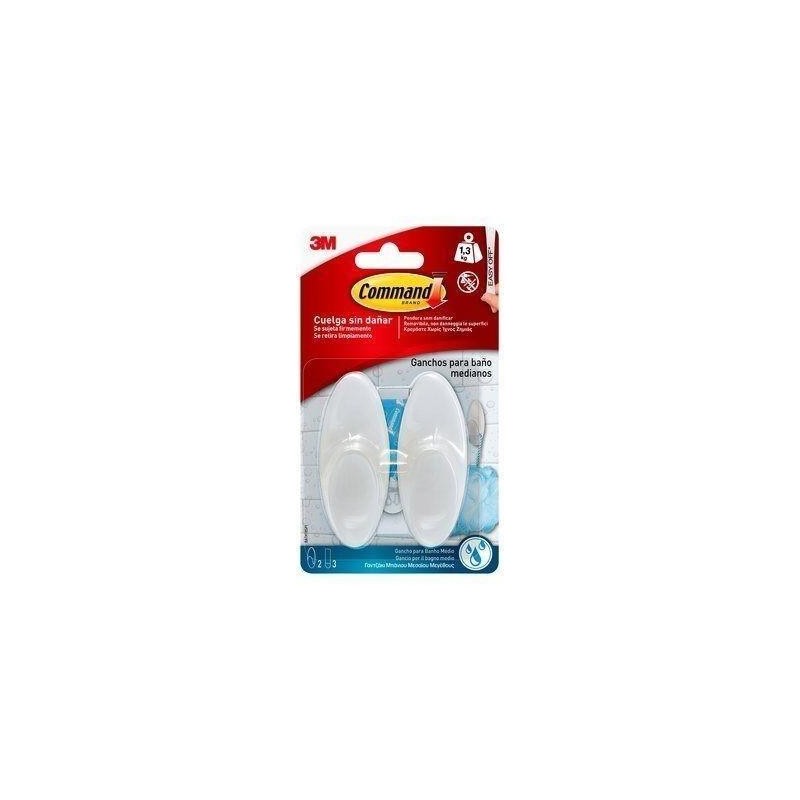 GANCHO MEDIANO PARA BAÑO COMMAND BLANCO 2 PIEZAS