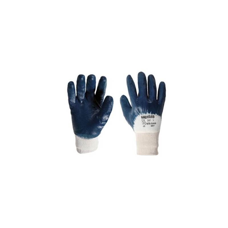 GUANTE NITRI GREASE NITRILO AZUL SOP.ALGODON T-9