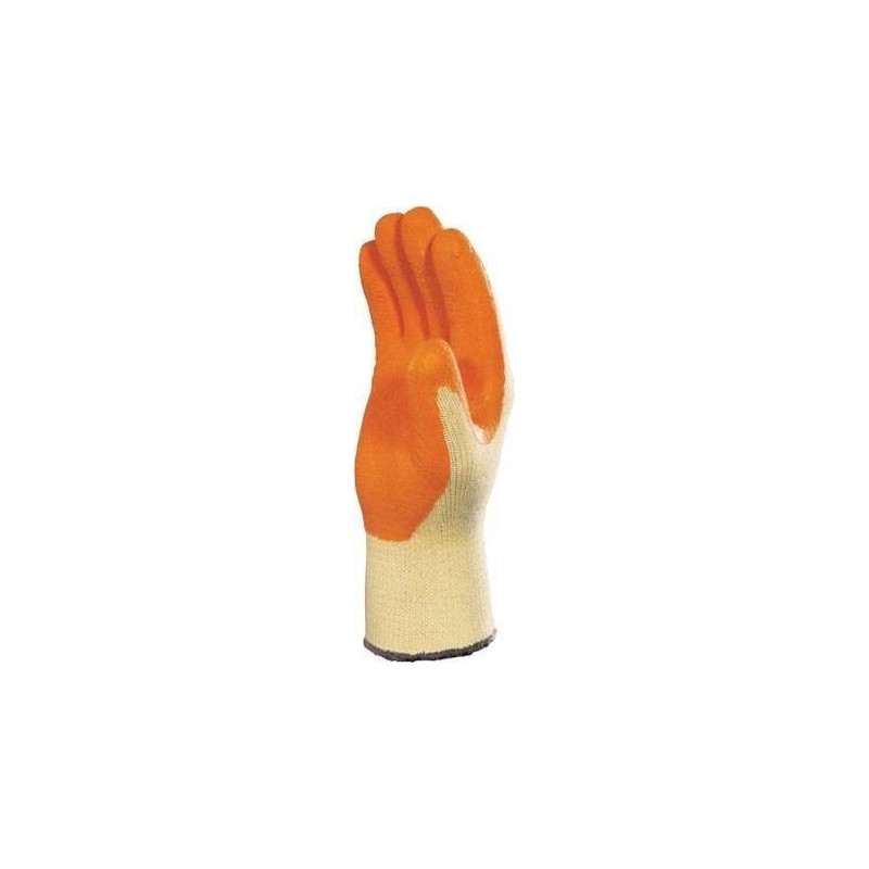 GUANTE LATEX BASE 50% ALGODON 50% POLIESTER NARANJA BLISTER EN388 2,1,4,2,Xo