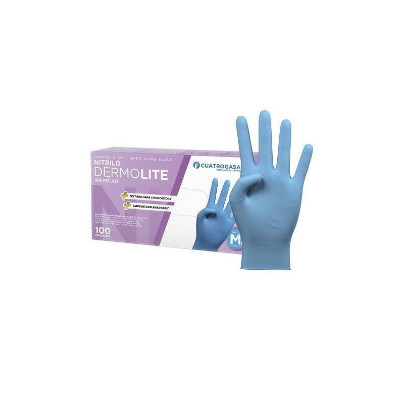 GUANTE NITRILO DERMOLITE AZUL CAJA DE 100 UNIDADES