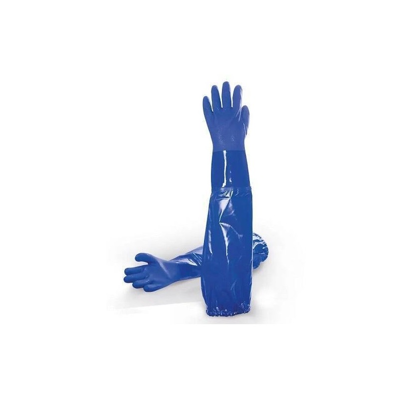GUANTE PVC AZÚL 1,5mm 62cmts. EN388 EN374