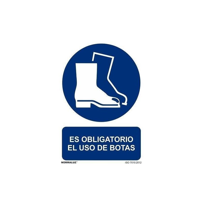 SEÑAL PVC 21 X 30 ''USO OBLIGATORIO DE BOTAS''