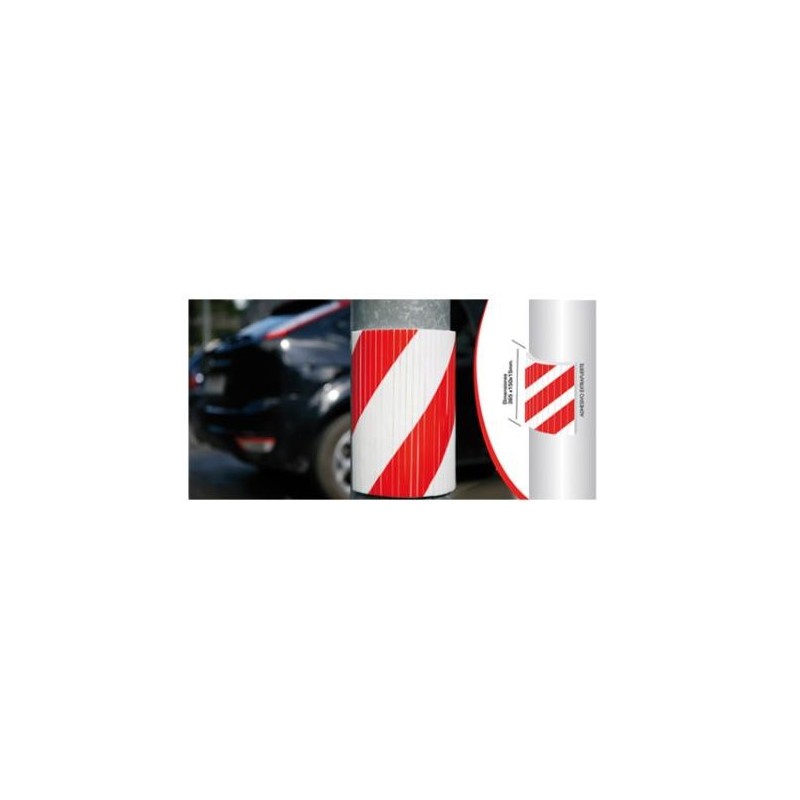 PARACHOQUE ESTRIADO ADHESIVO 390 X 320 X 10MM BLANCO ROJO