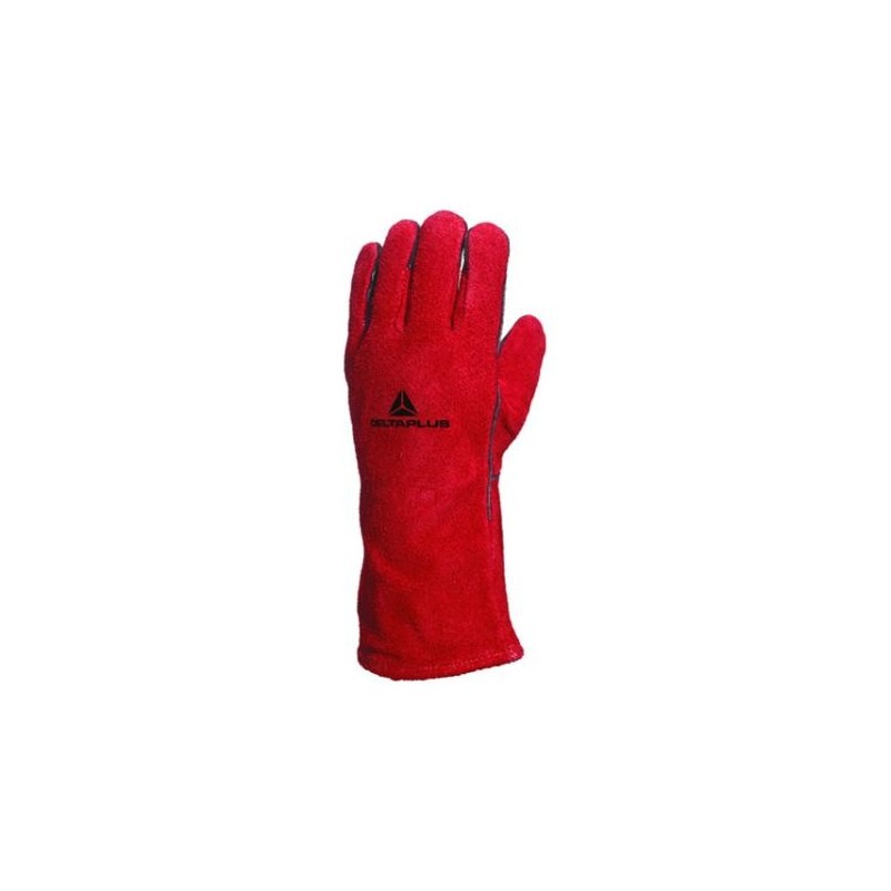 GUANTE SOLDADOR SERRAJE VACUNO ROJO EN388, EN407  3,1,3,2,X