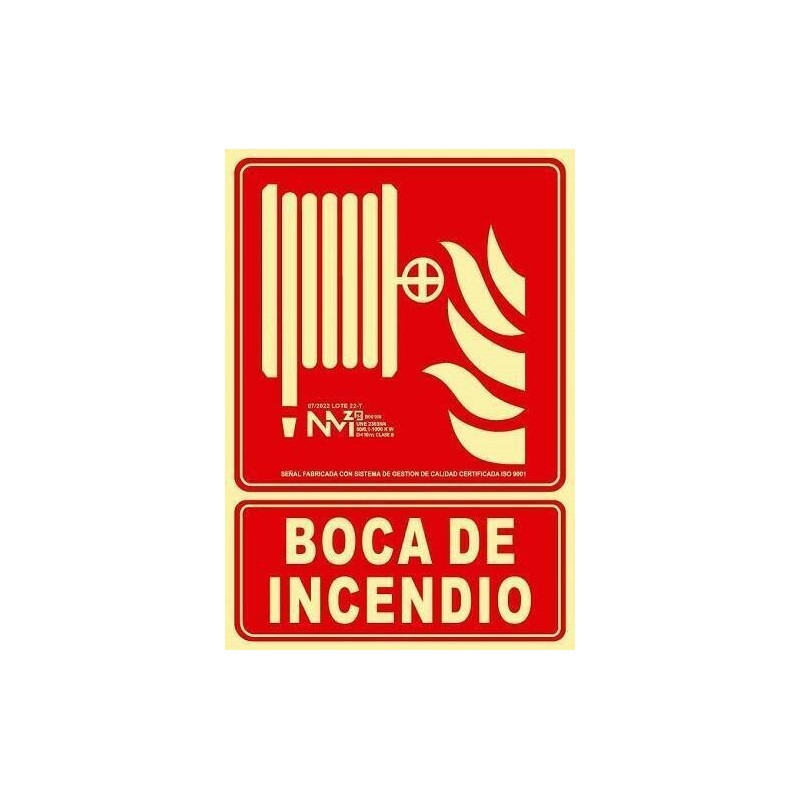 SEÑAL FOTOL.21X30 ''BOCA DE INCENDIO'' PVC CLASE A