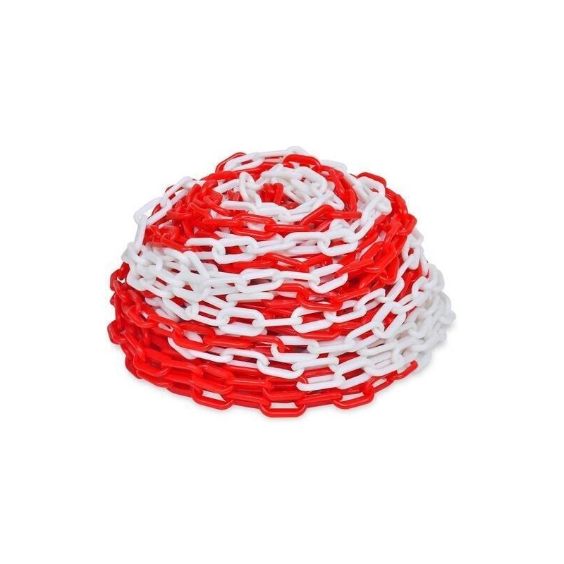 CADENA PLASTICA ROJO/BLANCA 25 METROS 6MM