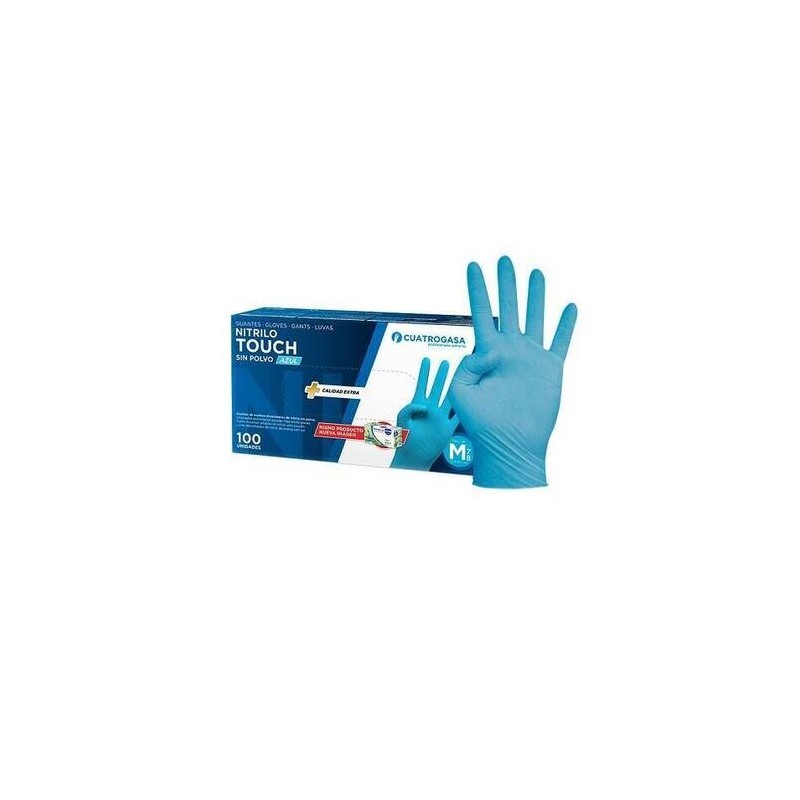 GUANTE NITRILO TOUCH TALLA M AZUL CAJA DE 100 UNIDADES