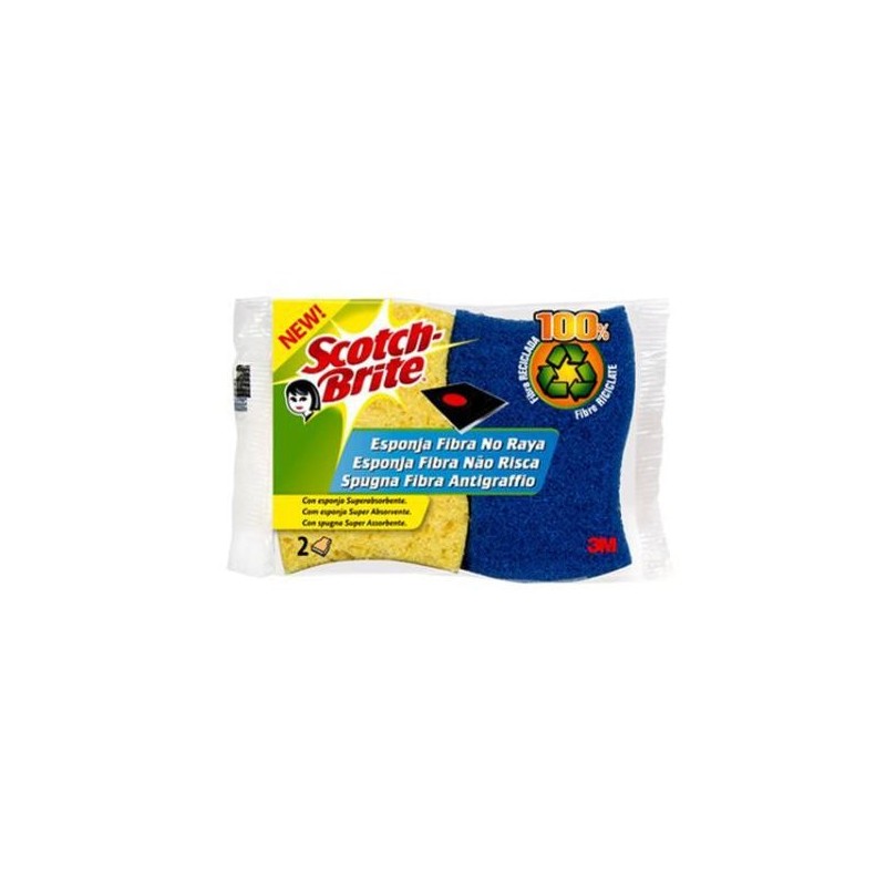 ESTROPAJO SCOTCH-BRITE® FIBRA AZUL NO RAYA CON ESPONJA CELULÓSICA DUPLO