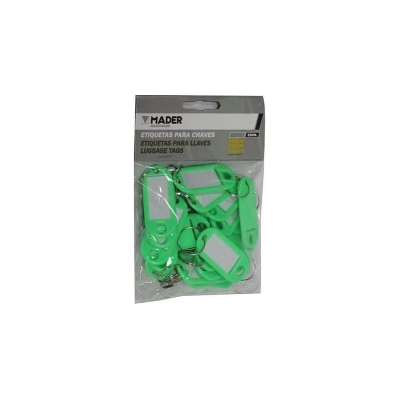 LLAVERO PORTA ETIQUETAS VERDE 25 PIEZAS