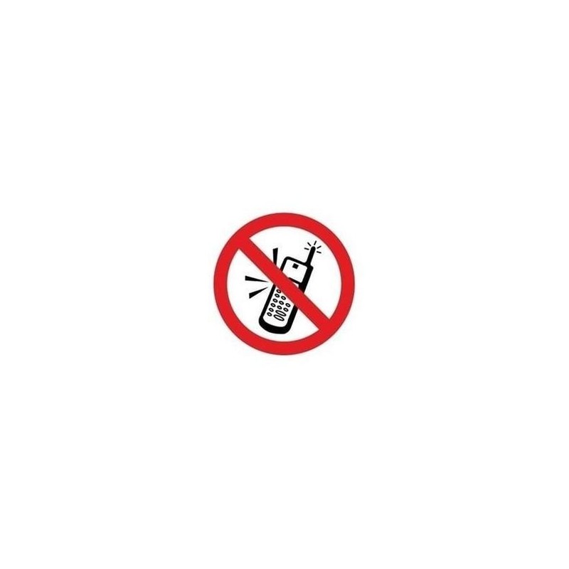 SEÑAL ADHESIVA VINILO 9CM DIAM. PROHIBIDO MÓVILES