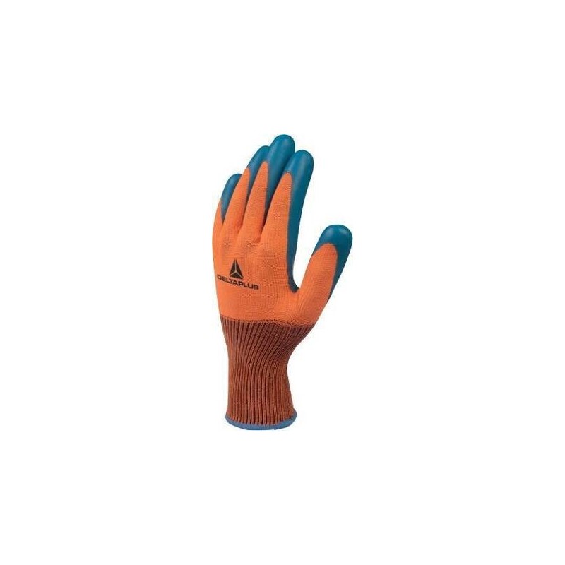 GUANTE POLIÉSTER - PALMA LÁTEX COLOR NARANJA-MARINO EN420, EN407, EN388 2,1,4,1,A