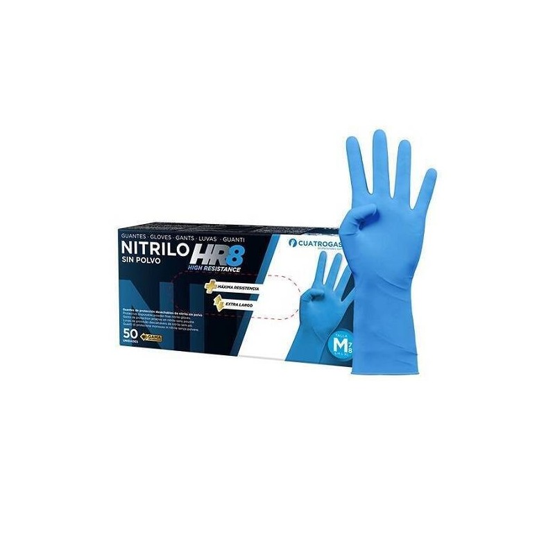 GUANTE NITRILO HR 8 AZUL A.RESISTENCIA CAJA 50