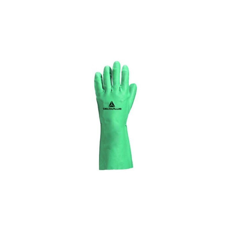 GUANTE NITRILO FLOCADO VERDE 33CM X 0,4MM EN420, EN374-1, 374-5, EN388 4,1,0,1,X T-7