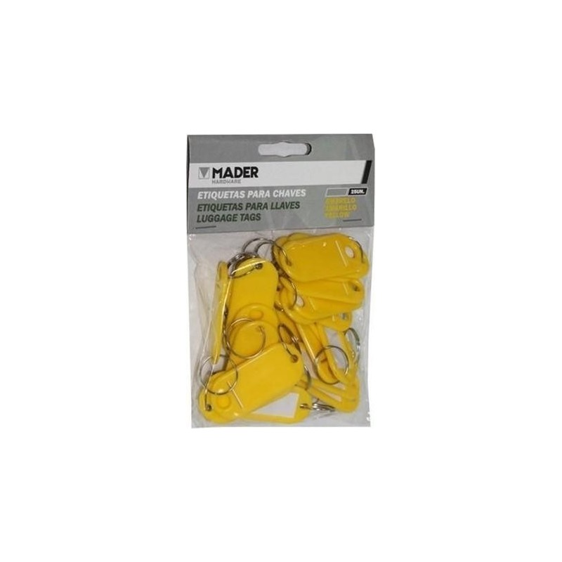 LLAVERO PORTA ETIQUETAS AMARILLO 25 PIEZAS