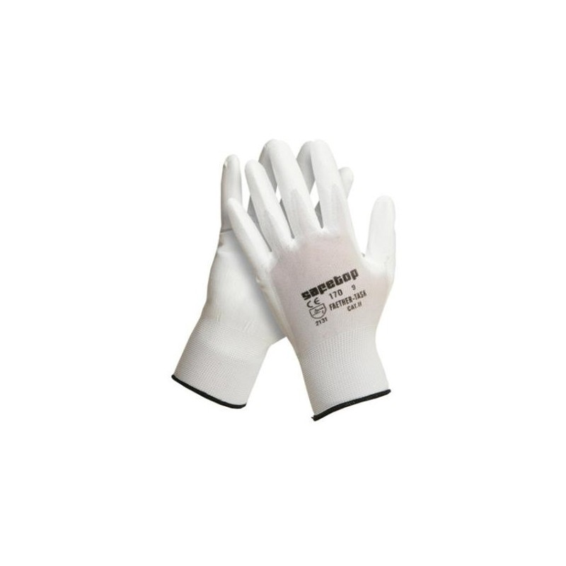 GUANTE FAETHER BLANCO DE POLIURETANO BASE NYLON T-7