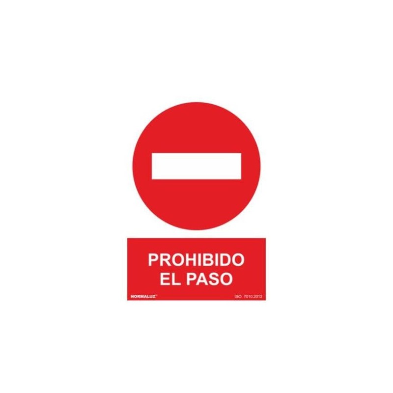 SEÑAL PVC 21 X 30 ''PROHIBIDO EL PASO'' (CIRCULO ROJO CON BARRA)