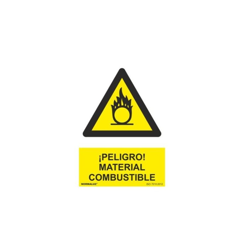 SEÑAL PVC 21 X 30 ''PELIGRO MATERIAL COMBUSTIBLE''