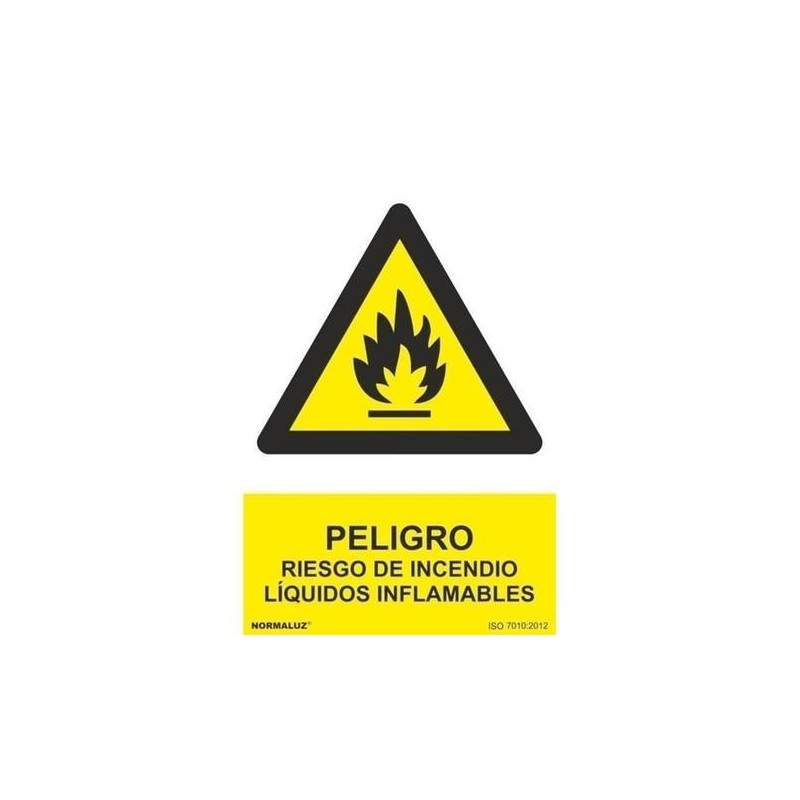 SEÑAL PVC 21 X 30 ''PELIGRO. RIESGO DE INCENDIO. LIQ. INFLAMABLE