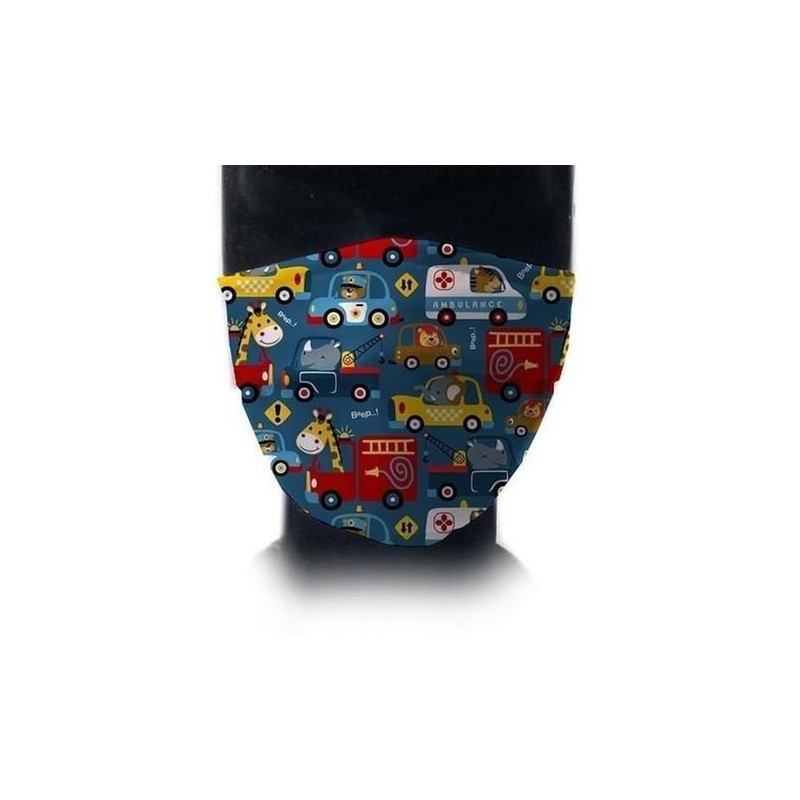 MASCARILLA IMASKKI 3-6 AÑOS ''COCHES'' UNE0065 (60 LAVADOS)