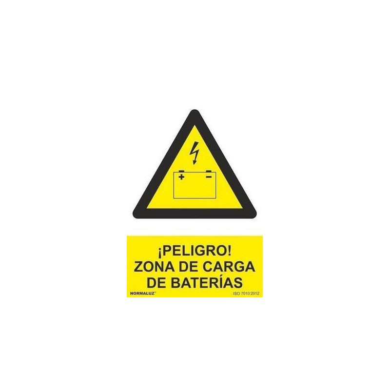 SEÑAL PVC 21 X 30 ''PELIGRO ZONA DE CARGA DE BATERÍAS''