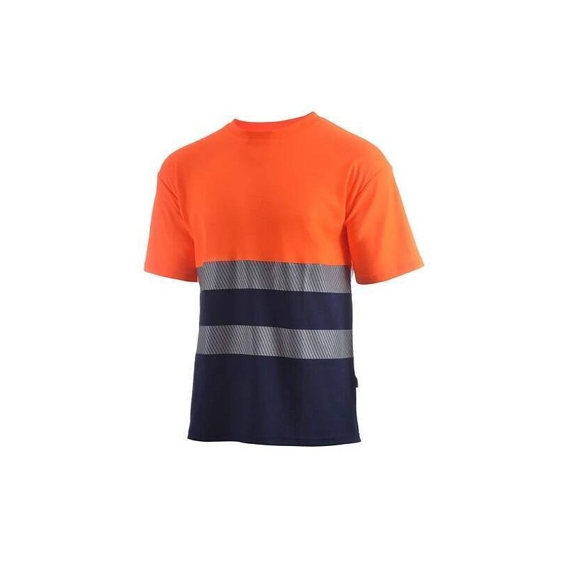CAMISETA M/C COMB. A.V. BANDA SEGMENTADA SUGAR NARANJA/MARINO