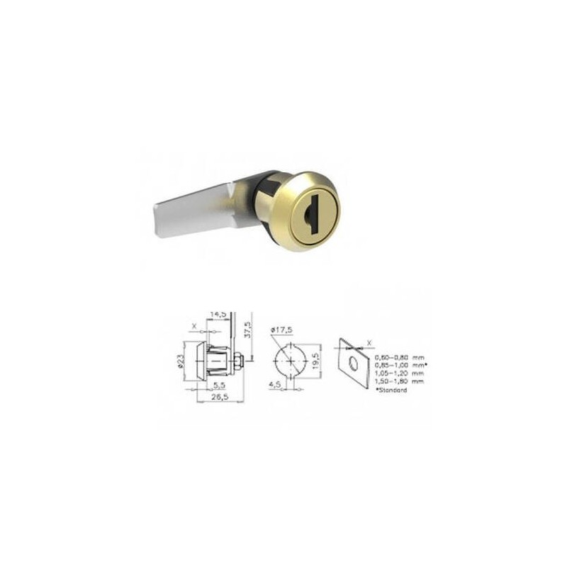 CERRADURA C/CLIP DORADA 2 LLAVES FSK