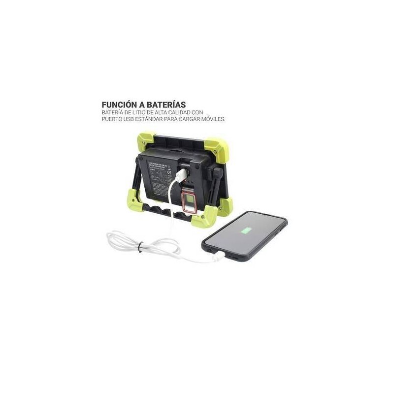 LINTERNA FOCO TRABAJO LED 20W POWERBANK RECARGABLE 3 POSICIONES TM