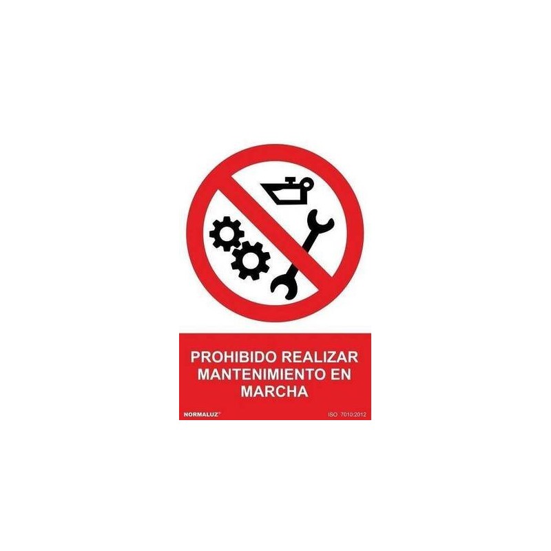 SEÑAL ADHESIVO 10 X 15  ''PROHIBIDO REALIZAR MANTENIMIENTO EN MARCHA''