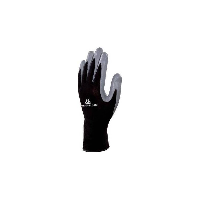 GUANTE NITRILO POLIESTER  EN388 3,1,2,1,X NEGRO GRIS . .