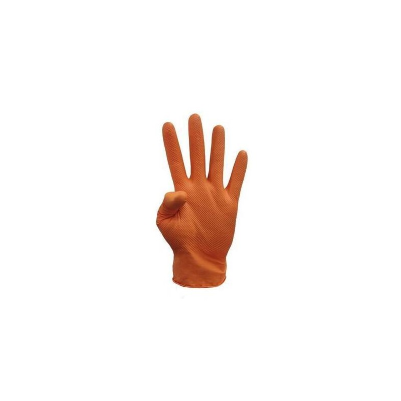 GUANTE NITRILO EXTREME GRIP NARANJA CAJA 50 UNIDADES