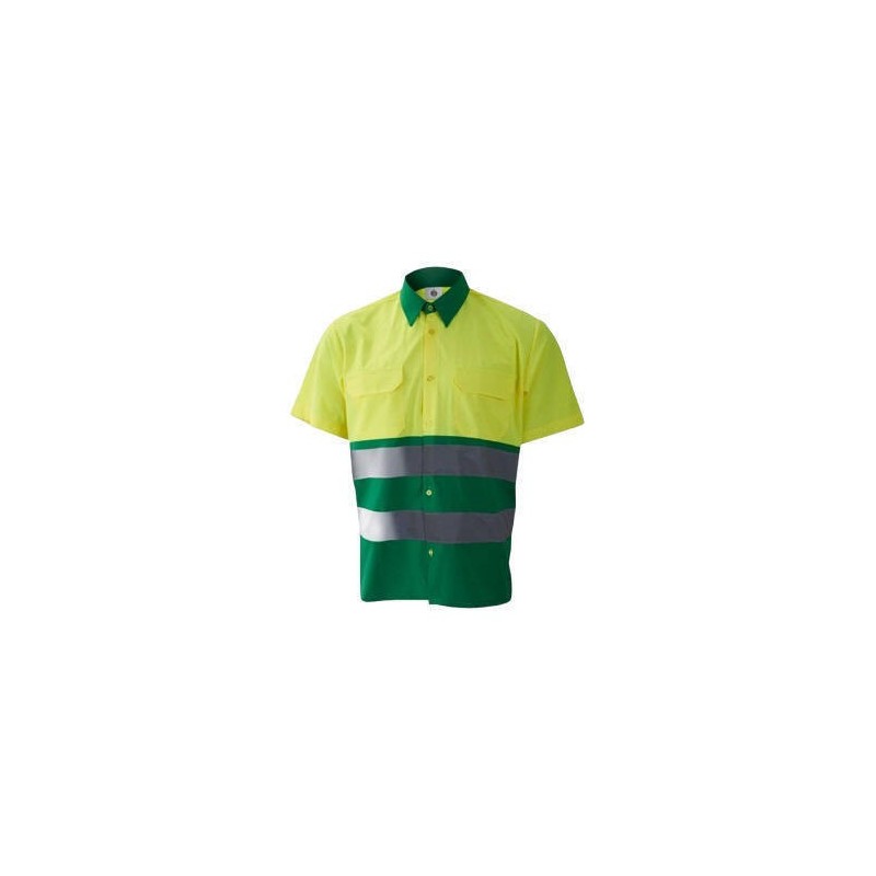 CAMISA M/CORTA 2 BOLS. COMB. VERDE CLARO/AMARILLO A.V. EN-471 T-XXL (T.54-56)