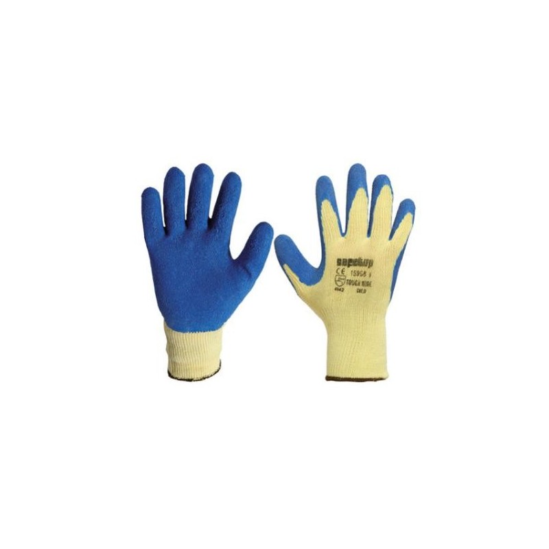 GUANTE LATEX AZUL TOUGH WIRE S/ALG. TRIC S/COST. T-10