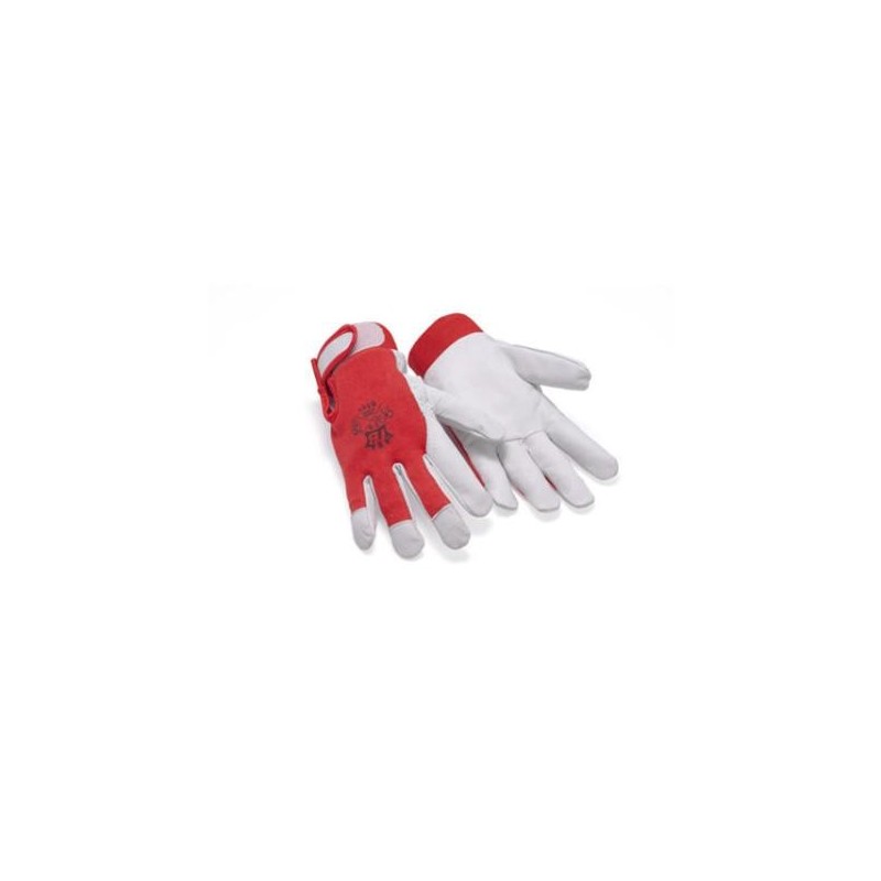 GUANTE PIEL FLOR CABRA DORSO ALGODÓN CON VELCRO TALLA 8 .