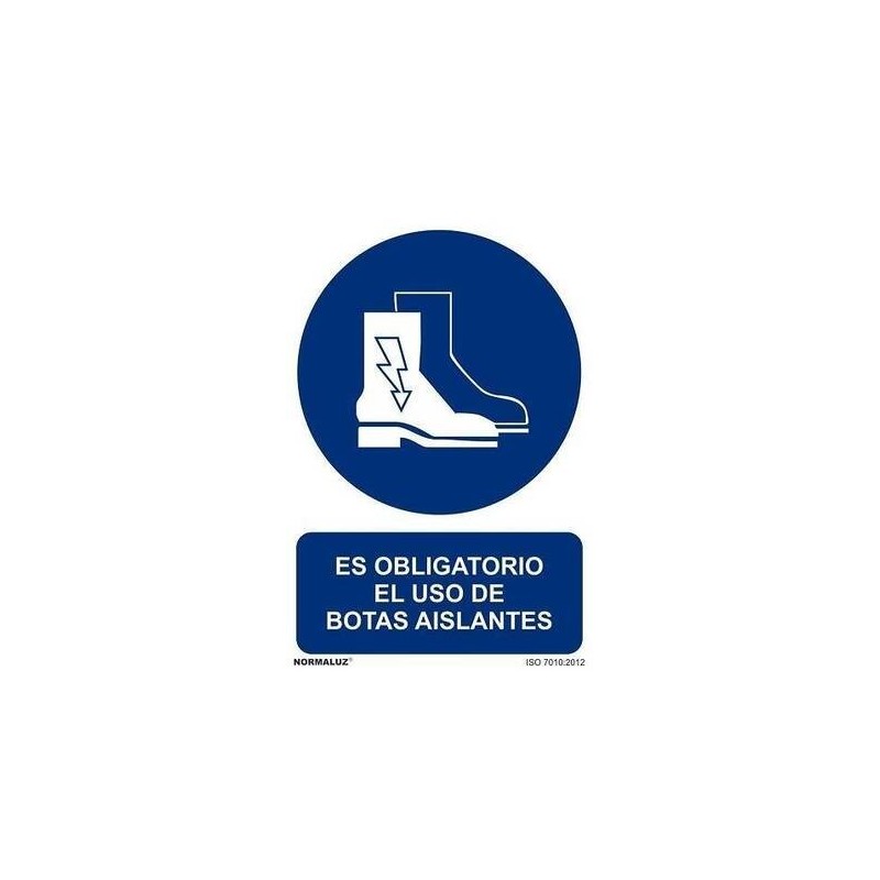 SEÑAL PVC 21 X 30 ''USO OBLIGATORIO BOTAS AISLANTES''