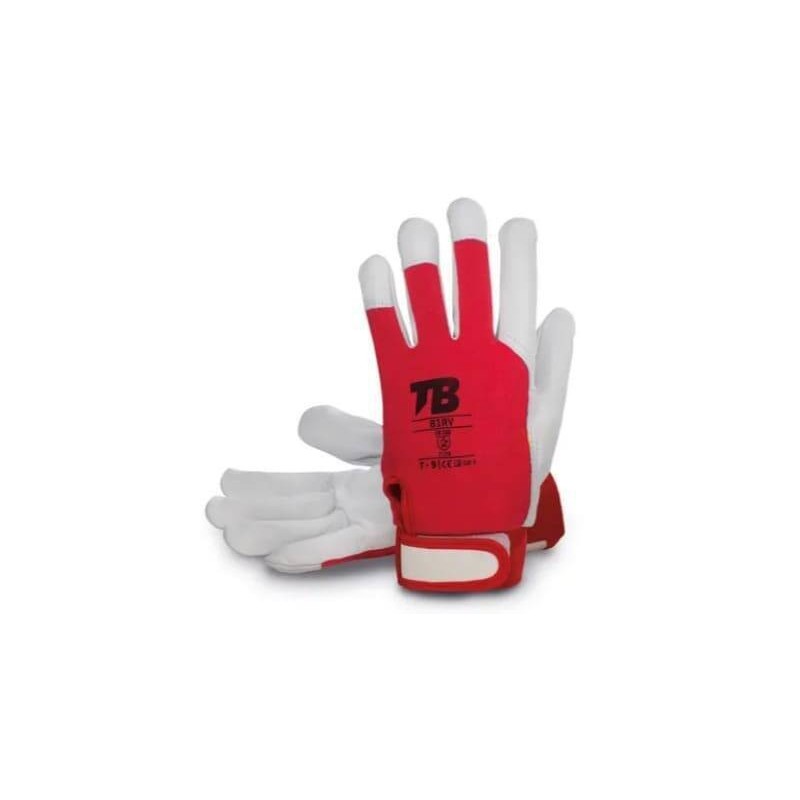 GUANTE PIEL FLOR CABRA DORSO ALGODÓN CON VELCRO TALLA 9 .