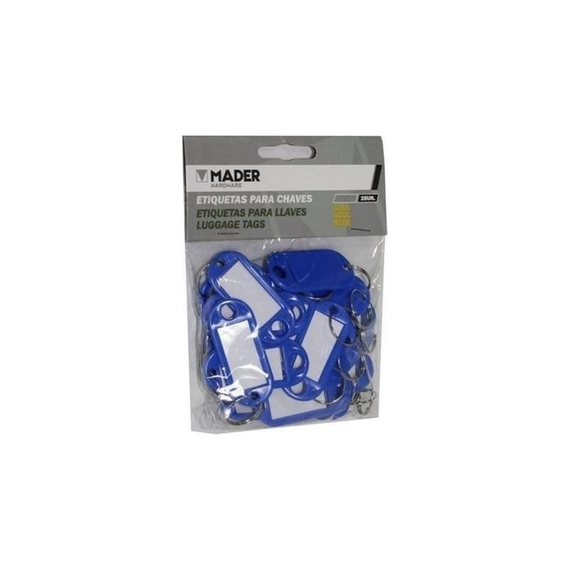 LLAVERO PORTA ETIQUETAS AZUL 25 PIEZAS