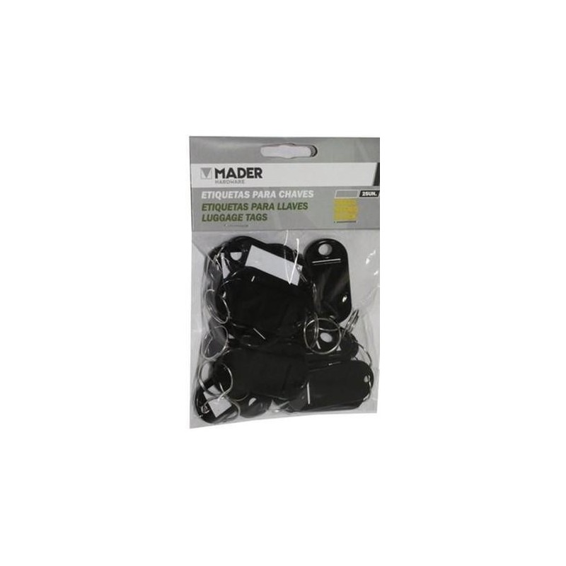 LLAVERO PORTA ETIQUETAS NEGRO 25 PIEZAS