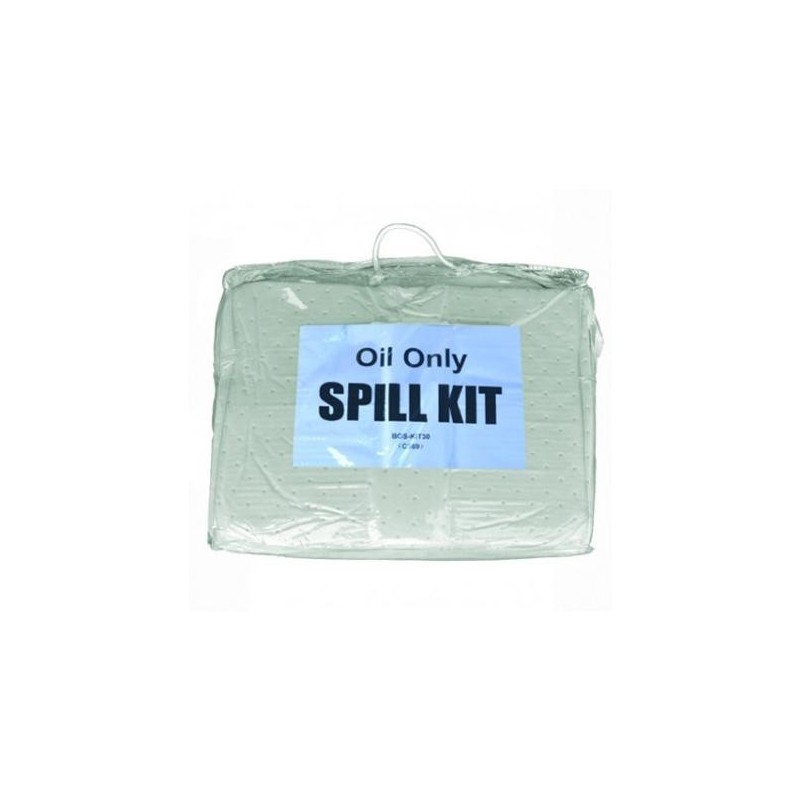 KIT DERRAMES ACEITE ESPACIOS REDUCIDOS CAPACIDAD 30 LTS.2 TUBULAR 120, 20 ALFOMBRILLAS, 2 BOLSAS DESECHO.