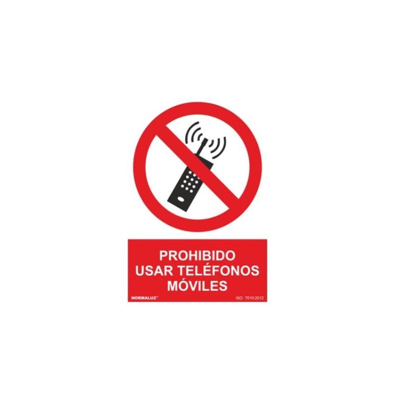 SEÑAL PVC 21 X 30 ''PROHIBIDO EL USO DE MÓVILES''