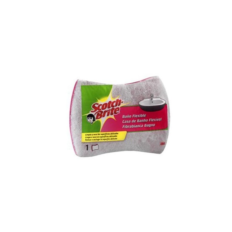 ESTROPAJO SCOTCH-BRITE® FIBRA BLANCA BAÑO CON ESPONJA CELULÓSICA 2 UND