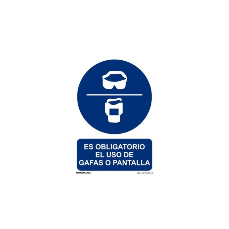 SEÑAL PVC 21 X 30 ''USO OBLIGATORIO GAFAS O PANTALLA''
