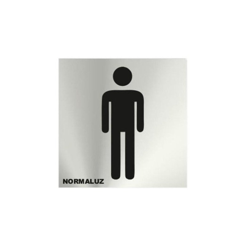 SEÑAL INOX ADHESIVA 12*12  ''ASEO MASCULINO''