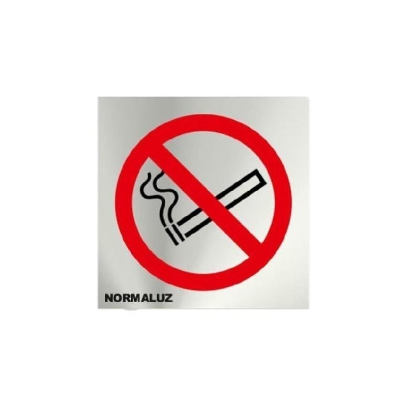 SEÑAL INOX ADHESIVA 12*12  ''PROHIBIDO FUMAR''
